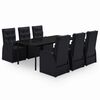 vidaXL 7 Piece Garden Dining Set with Cushions Black