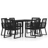 vidaXL 7 Piece Garden Dining Set Black
