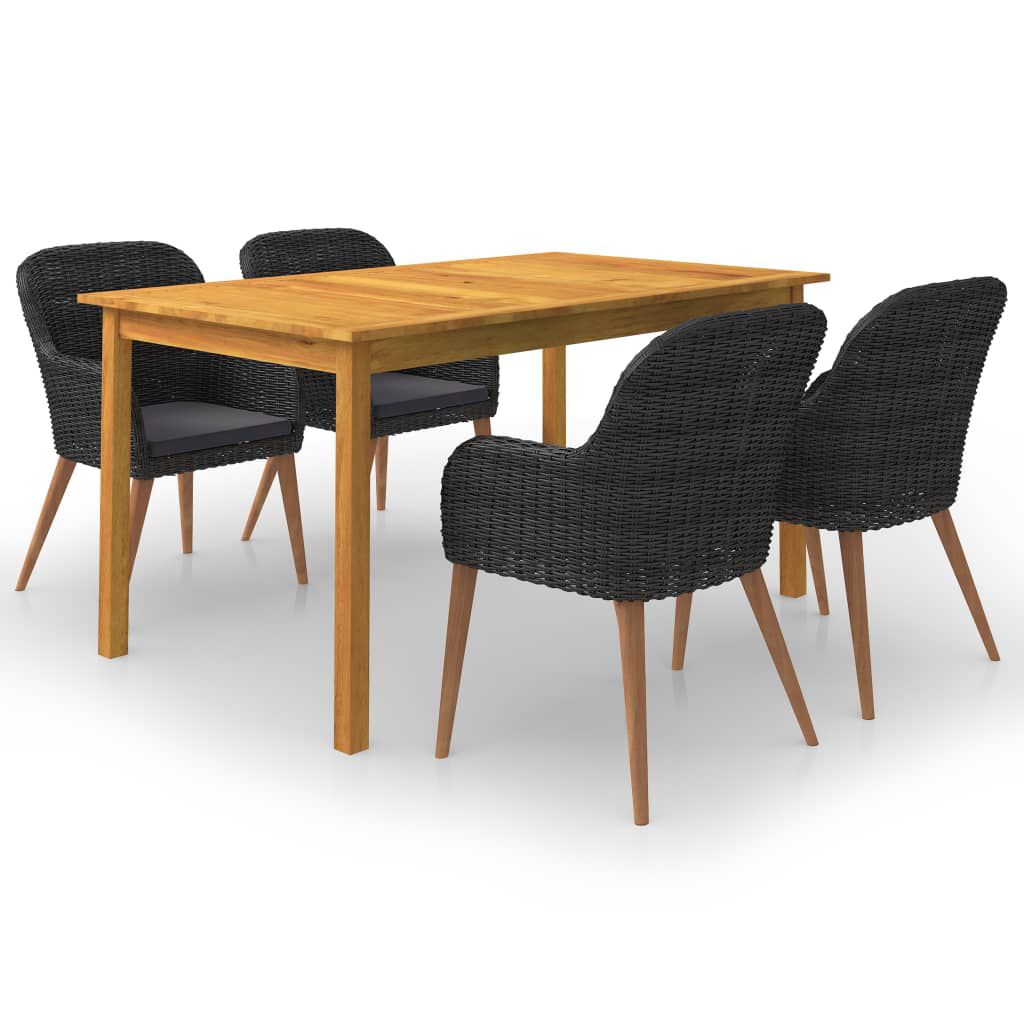 vidaXL 5 Piece Garden Dining Set Black