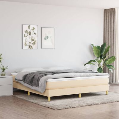 vidaXL Bed Frame without Mattress Cream 180x200 cm Super King Fabric, cream vidaXL Bed Frame without Mattress Cream 180x200 cm Super King Fabric