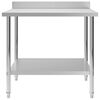 vidaXL Kitchen Work Table with Backsplash 100x60x93 cm Stainless Steel