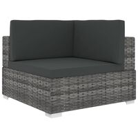 vidaXL Sectional Corner Chair 1 pc with Cushions Poly Rattan Grey, grey vidaXL Sectional Corner Chair 1 pc with Cushions Poly Rattan Grey