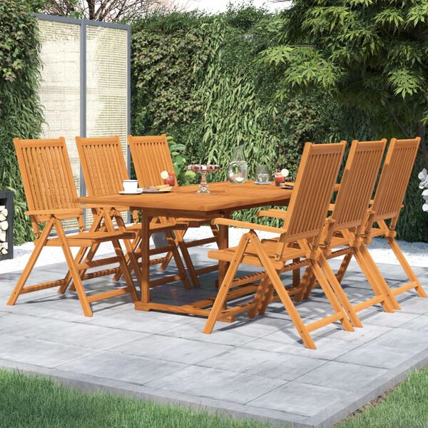 vidaXL 7 Piece Garden Dining Set Solid Wood Acacia 150-200 cm
