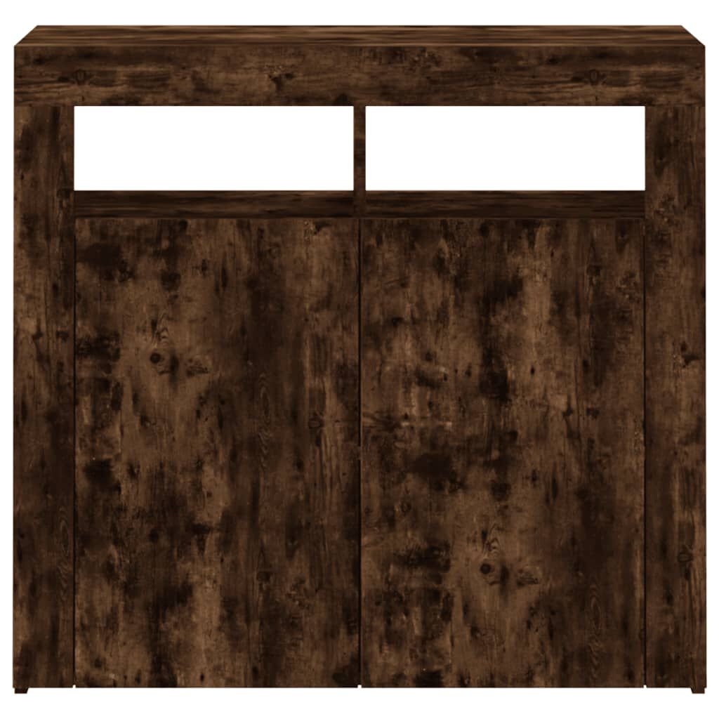vidaXL Sideboard with LED Lights Smoked Oak 80x35x75 cm