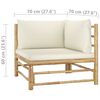 vidaXL 5 Piece Garden Lounge Set with Cream White Cushions Bamboo