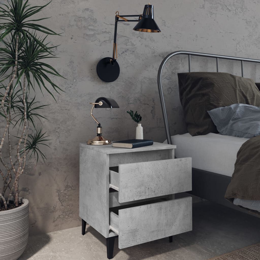 vidaXL Bed Cabinets 2 pcs Concrete Grey 40x35x50 cm Engineered Wood