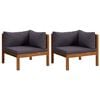 vidaXL Corner Sofas 2 pcs with Dark Grey Cushions Solid Acacia Wood