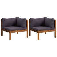 vidaXL Corner Sofas 2 pcs with Dark Grey Cushions Solid Acacia Wood, dark grey vidaXL Corner Sofas 2 pcs with Dark Grey Cushions Solid Acacia Wood