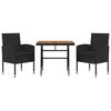vidaXL 3 Piece Outdoor Dining Set Poly Rattan Black