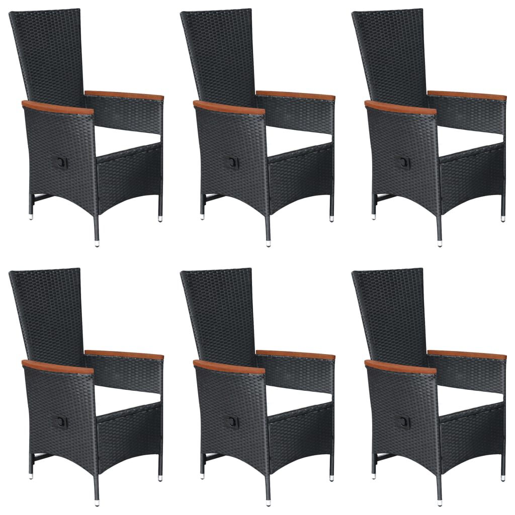 vidaXL 7 Piece Garden Dining Set Poly Rattan Black