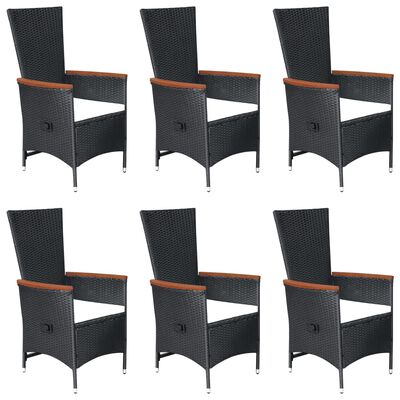 vidaXL 7 Piece Garden Dining Set Poly Rattan Black, black vidaXL 7 Piece Garden Dining Set Poly Rattan Black