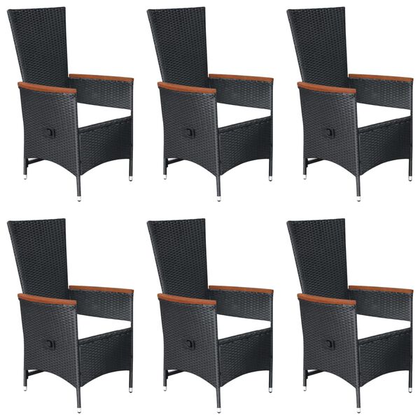 vidaXL 7 Piece Garden Dining Set Poly Rattan Black