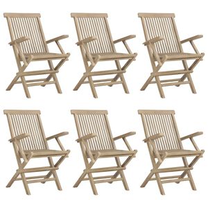 vidaXL Folding Garden Chairs 6 pcs Grey 56x61x89 cm Solid Wood Teak