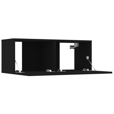 vidaXL 8 Piece TV Cabinet Set Black Engineered Wood, black vidaXL 8 Piece TV Cabinet Set Black Engineered Wood