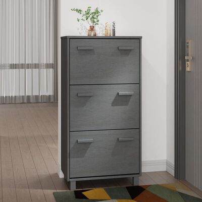 vidaXL Shoe Cabinet HAMAR Dark Grey 59.5x35x117 cm Solid Wood Pine, dark grey vidaXL Shoe Cabinet HAMAR Dark Grey 59.5x35x117 cm Solid Wood Pine