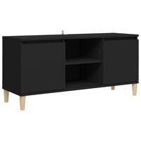 vidaXL TV Cabinet with Solid Wood Legs Black 103.5x35x50 cm, black vidaXL TV Cabinet with Solid Wood Legs Black 103.5x35x50 cm