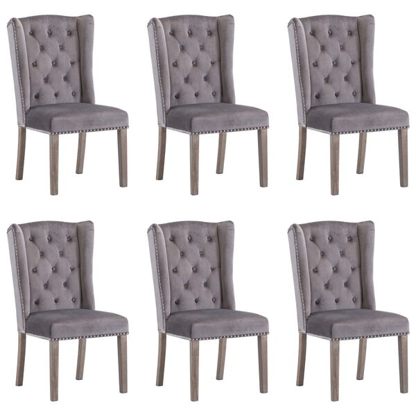 vidaXL Dining Chairs 6 pcs Grey Velvet