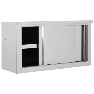 vidaXL Kitchen Wall Cabinet with Sliding Doors 90x40x50 cm Stainless Steel,  vidaXL Kitchen Wall Cabinet with Sliding Doors 90x40x50 cm Stainless Steel