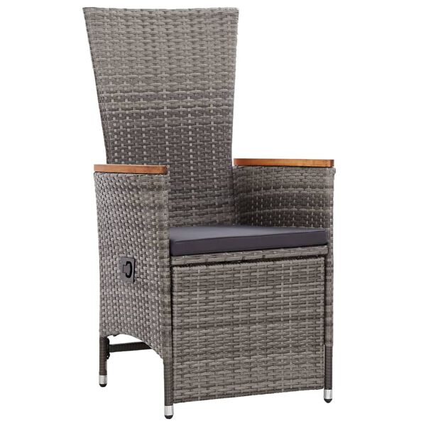 vidaXL 3 Piece Garden Lounge Set with Cushions Poly Rattan Grey