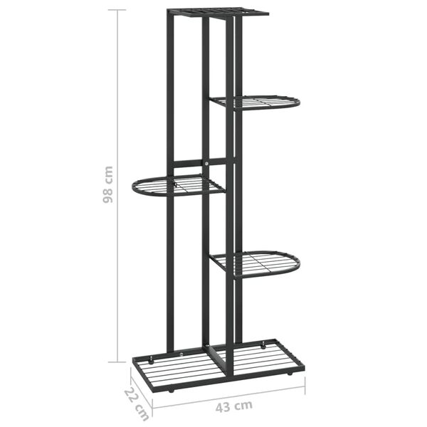 vidaXL 5-Floor Flower Stand 43x22x98 cm Black Metal