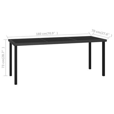 vidaXL Garden Dining Table Black 180x70x73 cm Poly Rattan, black vidaXL Garden Dining Table Black 180x70x73 cm Poly Rattan