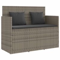 vidaXL Garden Bench with Cushions Grey Poly Rattan