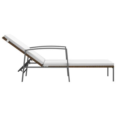 vidaXL Sun Loungers 2 pcs with Table Poly Rattan Brown, brown vidaXL Sun Loungers 2 pcs with Table Poly Rattan Brown