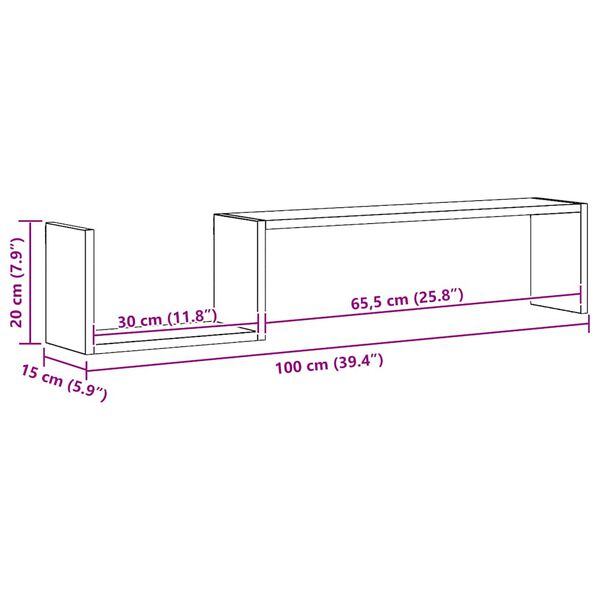 vidaXL Wall Shelves 2 pcs Brown Oak 100x15x20 cm Engineered Wood