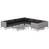 vidaXL 9 Piece Garden Lounge Set with Cushions Poly Rattan Dark Grey