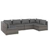 vidaXL 6 Piece Garden Lounge Set with Cushions Poly Rattan Grey