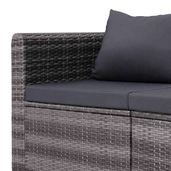 vidaXL 3 Piece Garden Sofa Set with Cushions Grey Poly Rattan