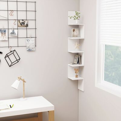 vidaXL Wall Corner Shelf White 20x20x127.5 cm Engineered Wood, white vidaXL Wall Corner Shelf White 20x20x127.5 cm Engineered Wood