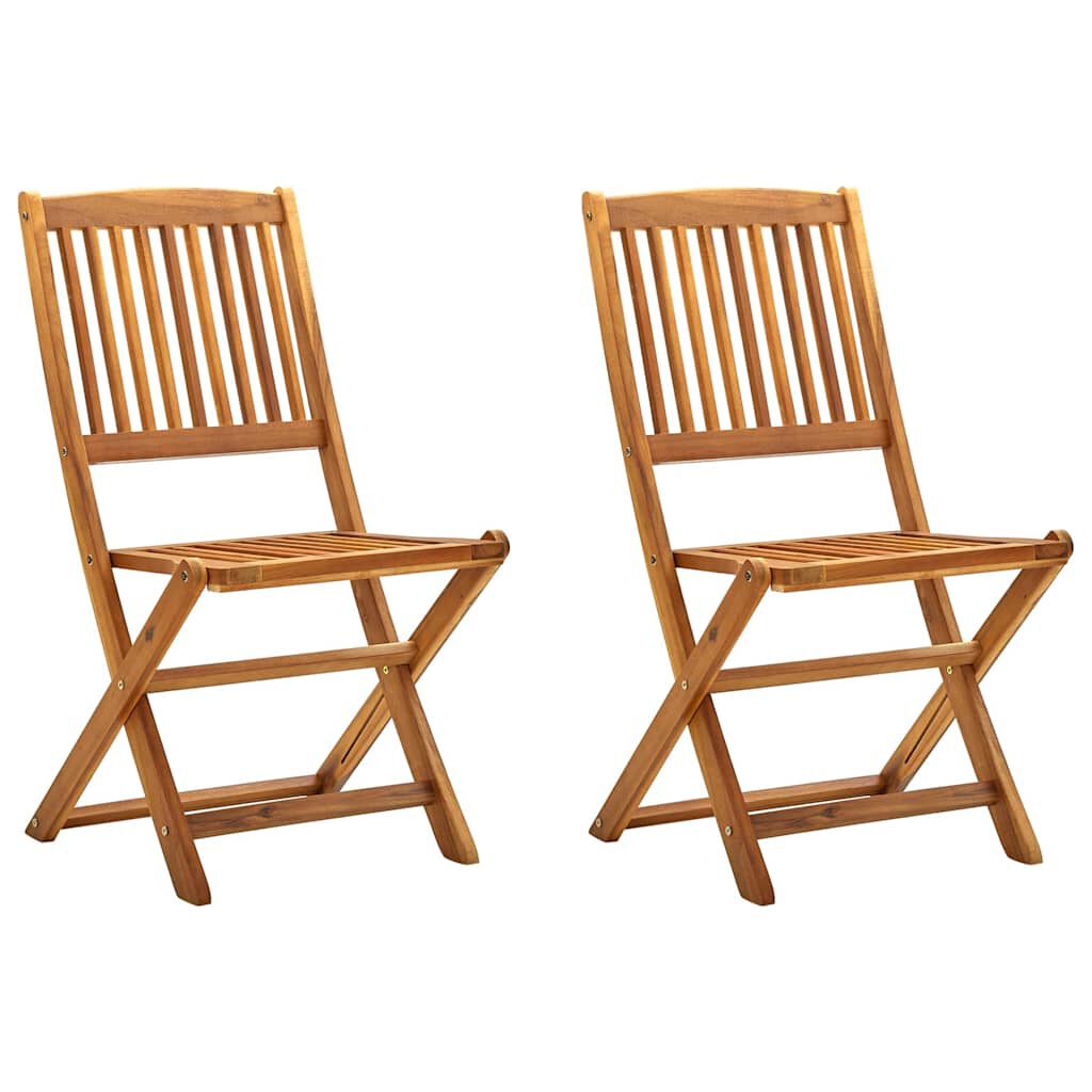 vidaXL Folding Outdoor Chairs 2 pcs Solid Acacia Wood, brown vidaXL Folding Outdoor Chairs 2 pcs Solid Acacia Wood