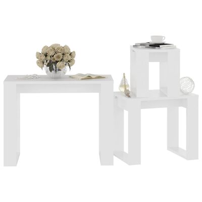 vidaXL Nesting Tables 3 pcs White Engineered Wood, white vidaXL Nesting Tables 3 pcs White Engineered Wood