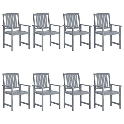 vidaXL Garden Chairs 8 pcs Solid Acacia Wood Grey, grey vidaXL Garden Chairs 8 pcs Solid Acacia Wood Grey