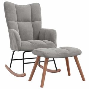 vidaXL Rocking Chair with a Stool Light Grey Velvet