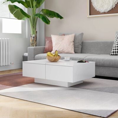 vidaXL Coffee Table White 90x60x31 cm Engineered Wood, white vidaXL Coffee Table White 90x60x31 cm Engineered Wood