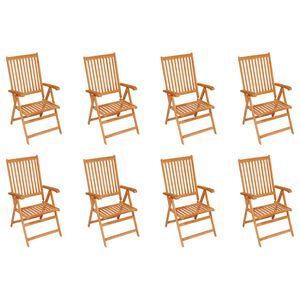 vidaXL Reclining Garden Chairs 8 pcs Solid Teak Wood