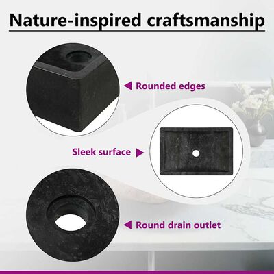 vidaXL Sink 45x30x12 cm Marble High Gloss Black, black vidaXL Sink 45x30x12 cm Marble High Gloss Black