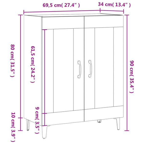 vidaXL Sideboard Black 69.5x34x90 cm Engineered Wood