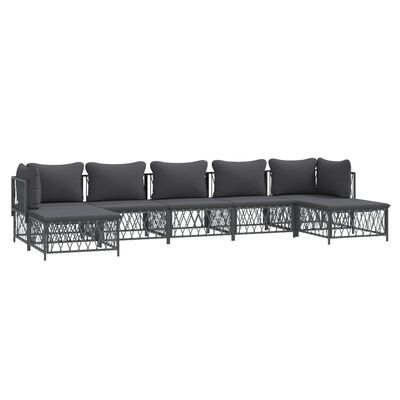 vidaXL 7 Piece Garden Lounge Set with Cushions Anthracite Steel, anthracite vidaXL 7 Piece Garden Lounge Set with Cushions Anthracite Steel