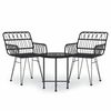 vidaXL 3 Piece Garden Dining Set Black Poly Rattan