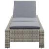 vidaXL Sunbed with Cushion Grey Poly Rattan