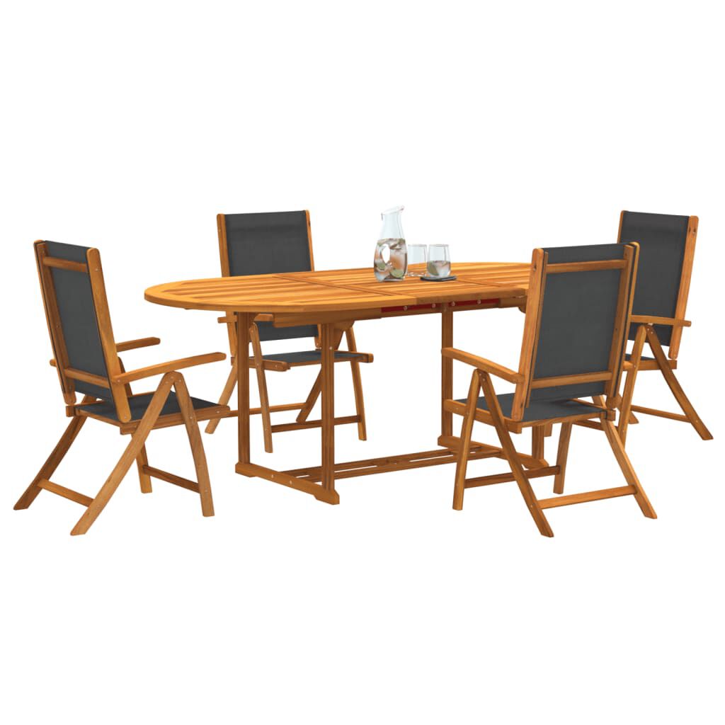 vidaXL 5 Piece Garden Dining Set Solid Wood Acacia and Textilene