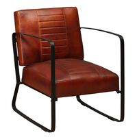 vidaXL Lounge Chair Brown Genuine Leather, brown vidaXL Lounge Chair Brown Genuine Leather