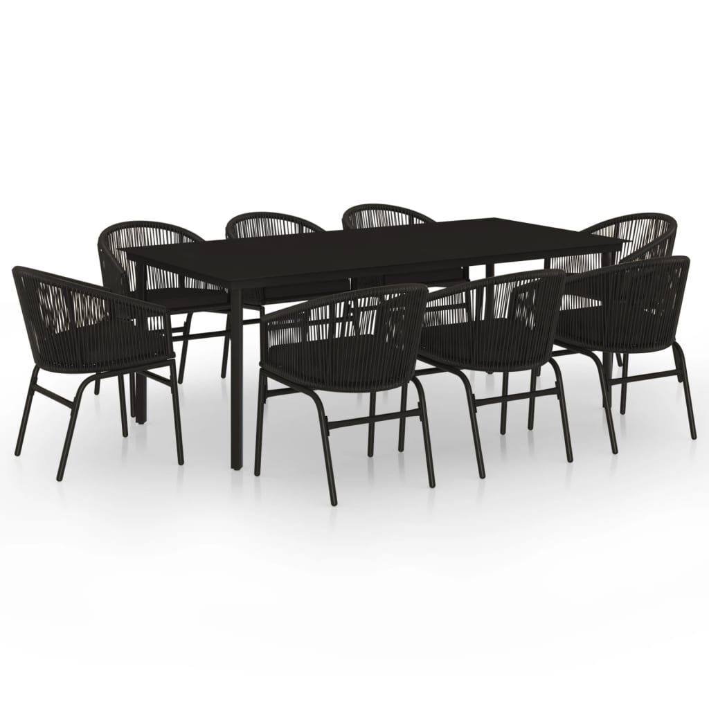 vidaXL 9 Piece Garden Dining Set Black