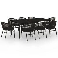 vidaXL 9 Piece Garden Dining Set Black