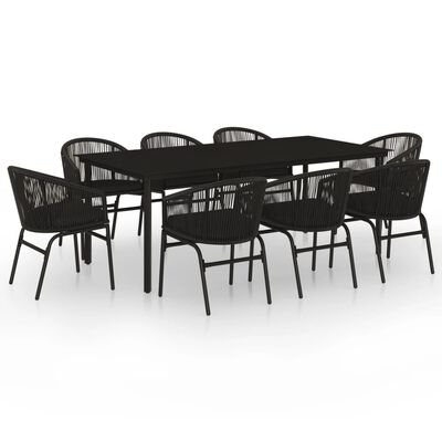 vidaXL 9 Piece Garden Dining Set Black, black vidaXL 9 Piece Garden Dining Set Black