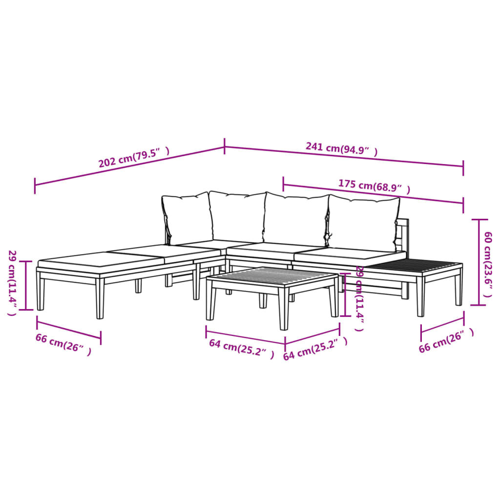 vidaXL 3 Piece Garden Lounge Set with Dark Grey Cushions Acacia Wood