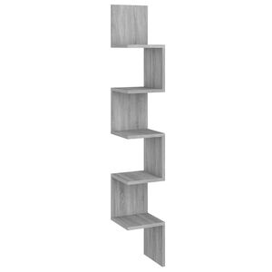 vidaXL Wall Corner Shelf Grey Sonoma 20x20x127,5 cm Engineered Wood